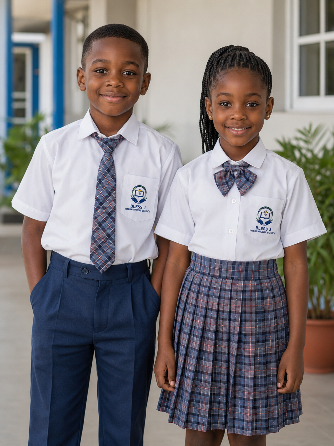 African students in school uniforms